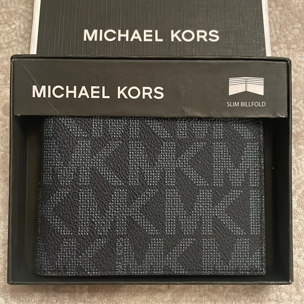 Brand New Michael Kors Admiral Blue Logo Slim Billfold Jet Set Men's Wallet